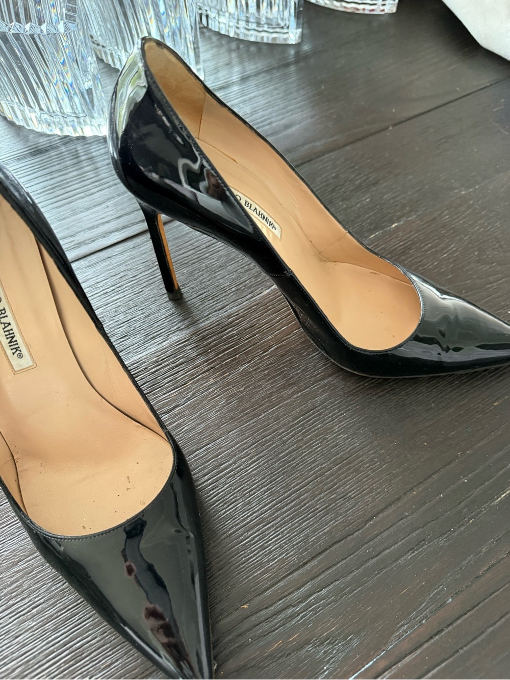 Black Patent Pointed-Toe Stiletto Pumps